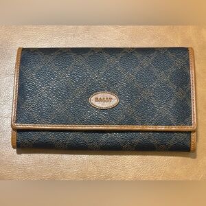 Bally Black and Tan Patterned Wallet